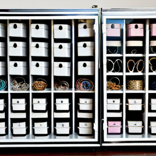 Hair Accessories Display**

"A collection of neatly organized hair accessories displayed in clear acrylic cases, arranged by type and color, professional aesthetic, showcasing hair ties, bobby pins, and small clips, fully clothed, safe for work, appropriate content, perfect anatomy, natural proportions, professional photography, high quality, modest, family-friendly."

**