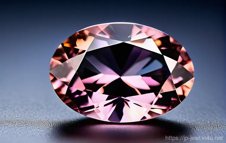 파파라차 사파이어란 - A stunning, ultra-high-definition close-up of a singular, perfectly cut Padparadscha sapphire. The g...