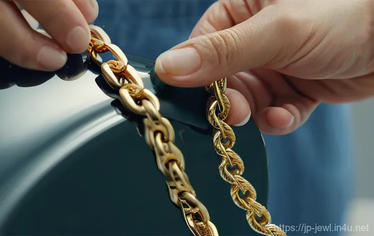 18K 골드 체인 유지 관리법 - Here are three detailed image generation prompts in English, designed to be family-friendly and adhe...