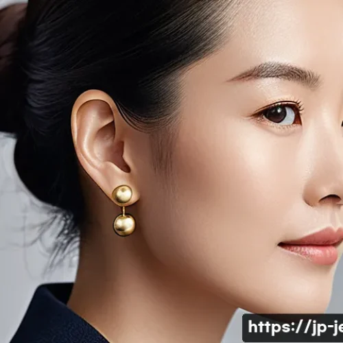 심플한 스터드 귀걸이 추천 - **Prompt 1: Office Elegance with Subtle Gold Studs**
    "A sophisticated adult Japanese woman in he...